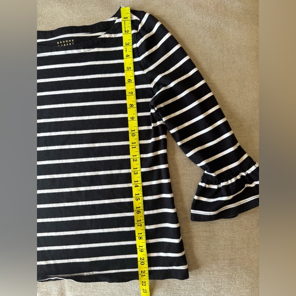 Broome Street Kate Spade Women’s S Black White Striped Ruffle Sleeve Top - Picture 10 of 10